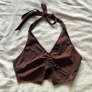 Brown tied neck tank top - H&M - Women’s S